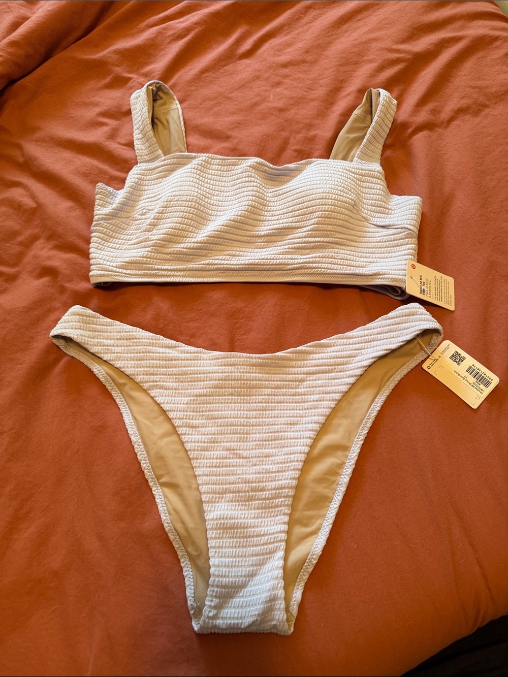 NWT Lululemon smocked swimsuit in light purple.